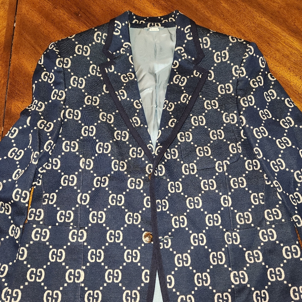 Gucci GG Unisex Dark Blue Blazer sz 50